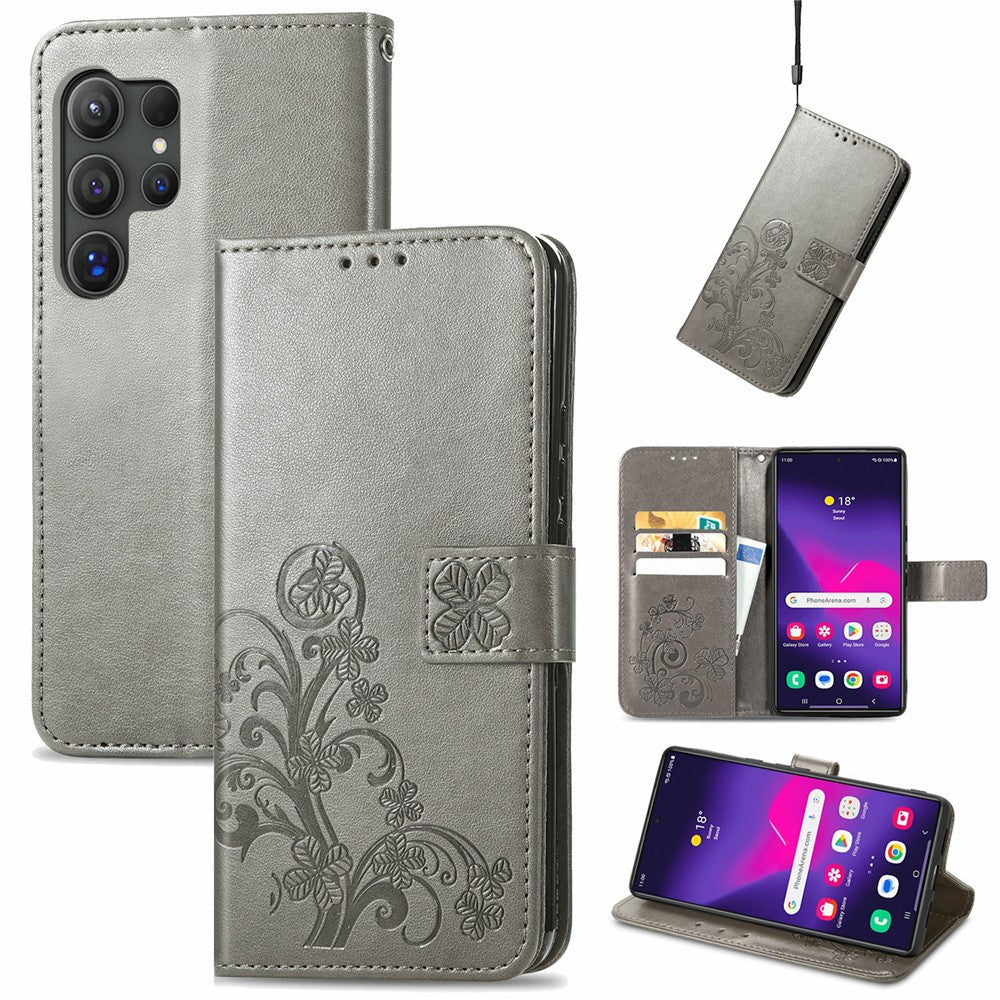 For Samsung Galaxy S26 Ultra Leather Case Four-Leaf Clover Wallet Phone Coverv