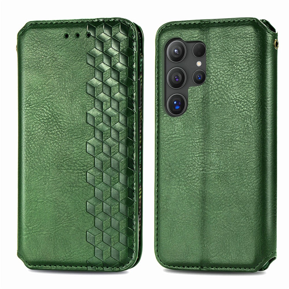 For Samsung Galaxy S26 Ultra Case Rhombus Imprint PU Leather Wallet Phone Cover