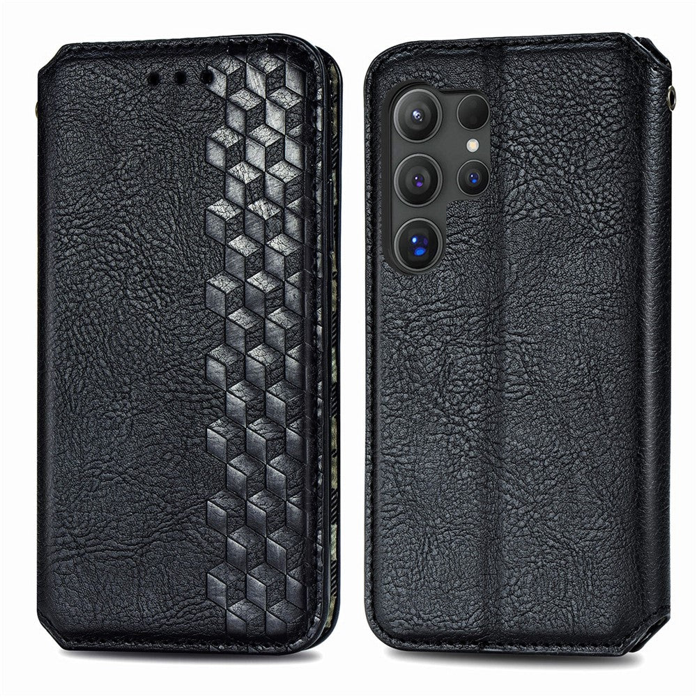 For Samsung Galaxy S26 Ultra Case Rhombus Imprint PU Leather Wallet Phone Cover