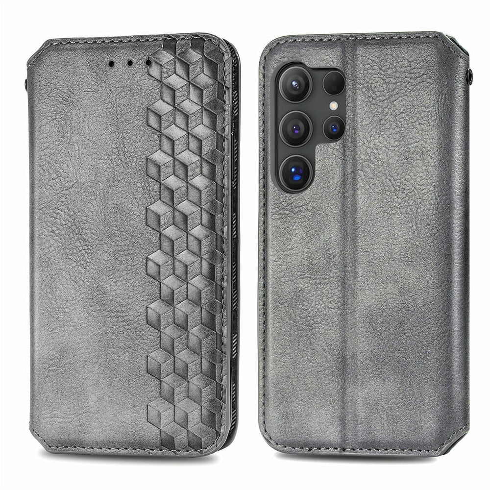 For Samsung Galaxy S26 Ultra Case Rhombus Imprint PU Leather Wallet Phone Cover