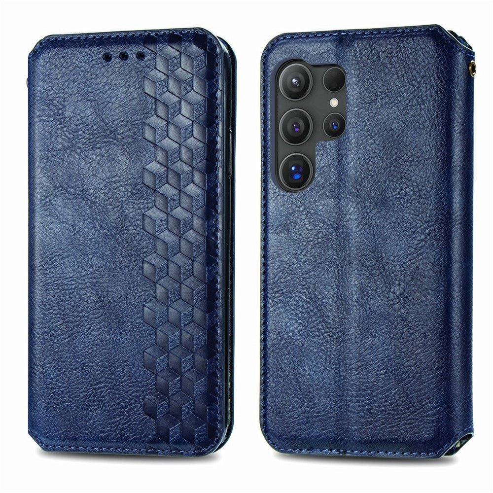 For Samsung Galaxy S26 Ultra Case Rhombus Imprint PU Leather Wallet Phone Cover