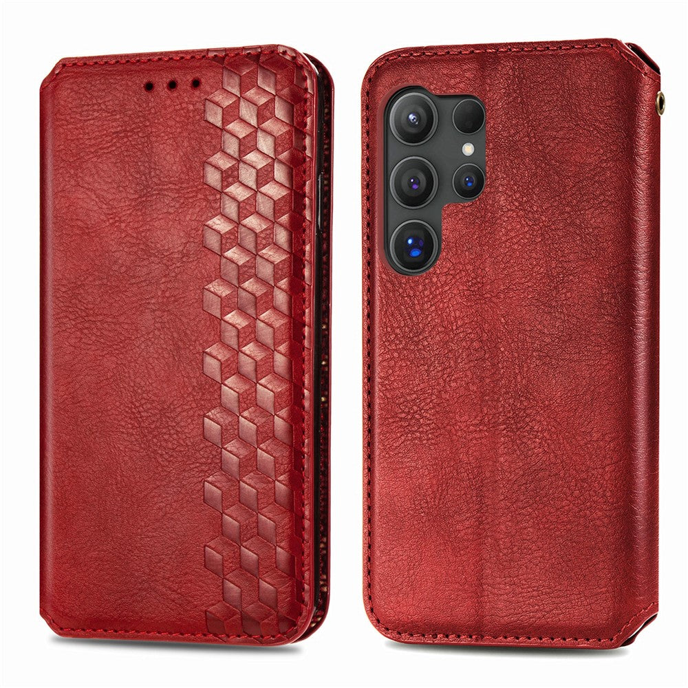 For Samsung Galaxy S26 Ultra Case Rhombus Imprint PU Leather Wallet Phone Cover