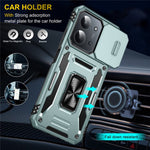 For Xiaomi Redmi 15C 4G (Global) (171mm)  /  Poco C85 4G (171mm) Case Kickstand Slide Lens Lid PC + TPU Drop-Proof Phone Cover