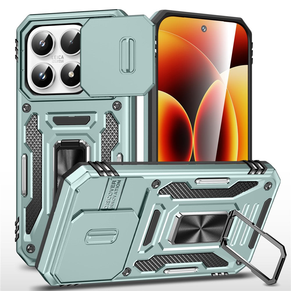 For Xiaomi 17 Case Kickstand Slide Lens Lid PC + TPU Drop-Proof Phone Cover