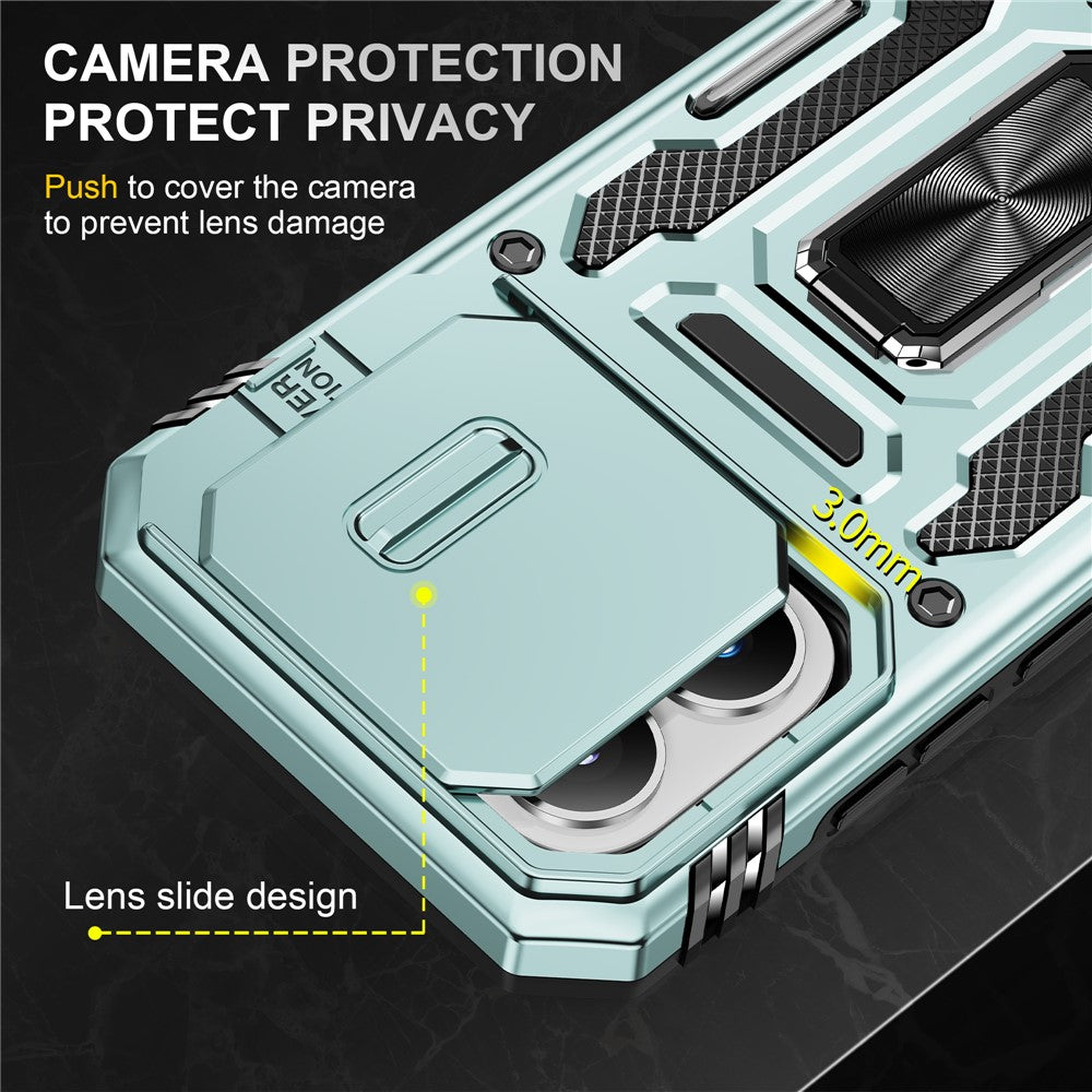 For Xiaomi 17 Case Kickstand Slide Lens Lid PC + TPU Drop-Proof Phone Cover
