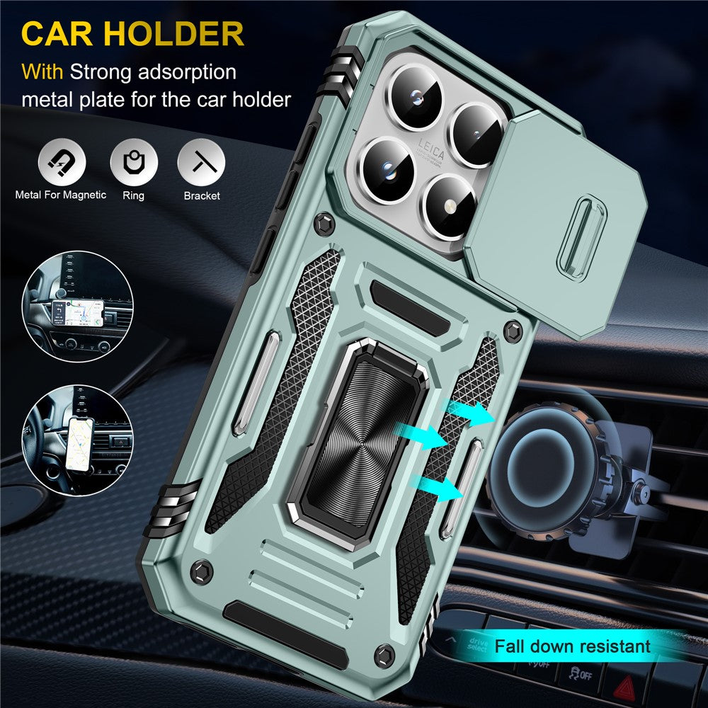 For Xiaomi 17 Case Kickstand Slide Lens Lid PC + TPU Drop-Proof Phone Cover