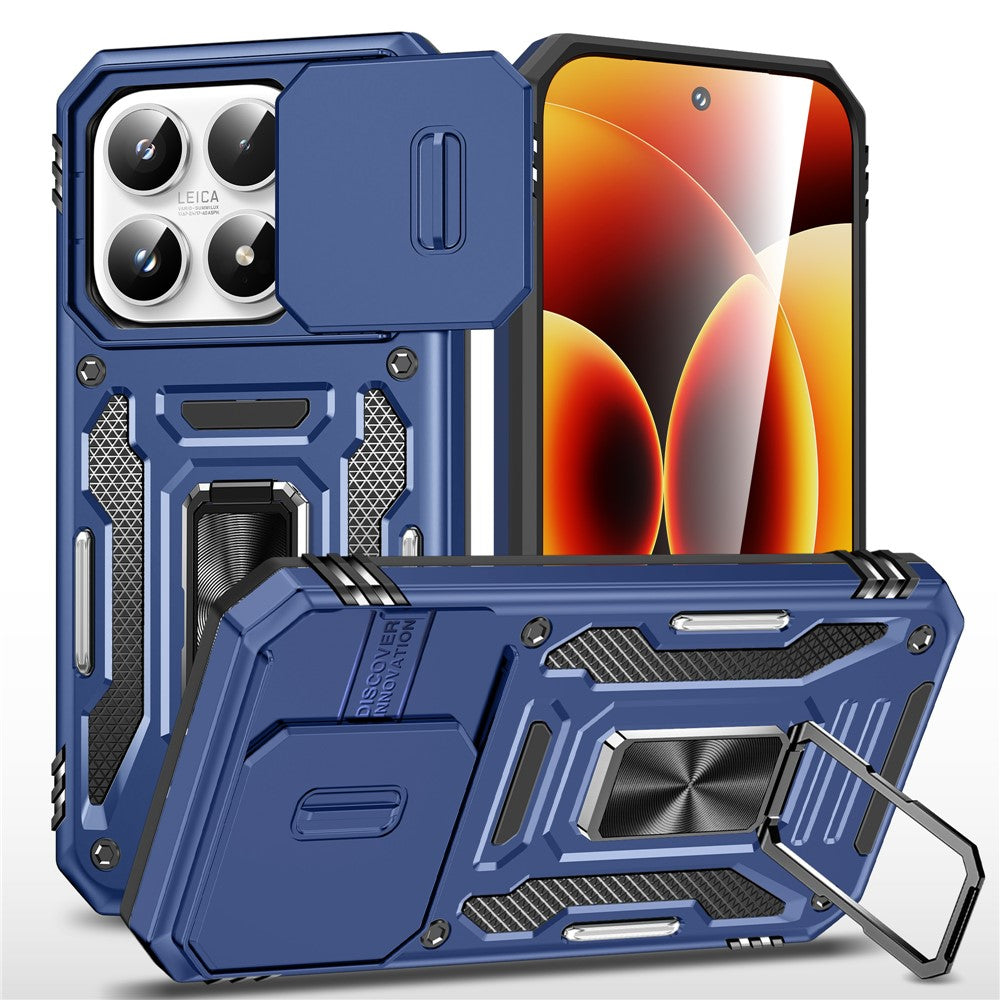For Xiaomi 17 Case Kickstand Slide Lens Lid PC + TPU Drop-Proof Phone Cover
