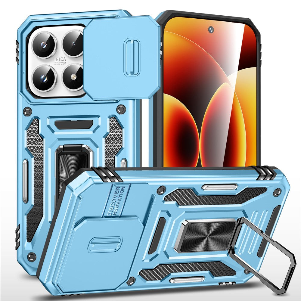 For Xiaomi 17 Case Kickstand Slide Lens Lid PC + TPU Drop-Proof Phone Cover