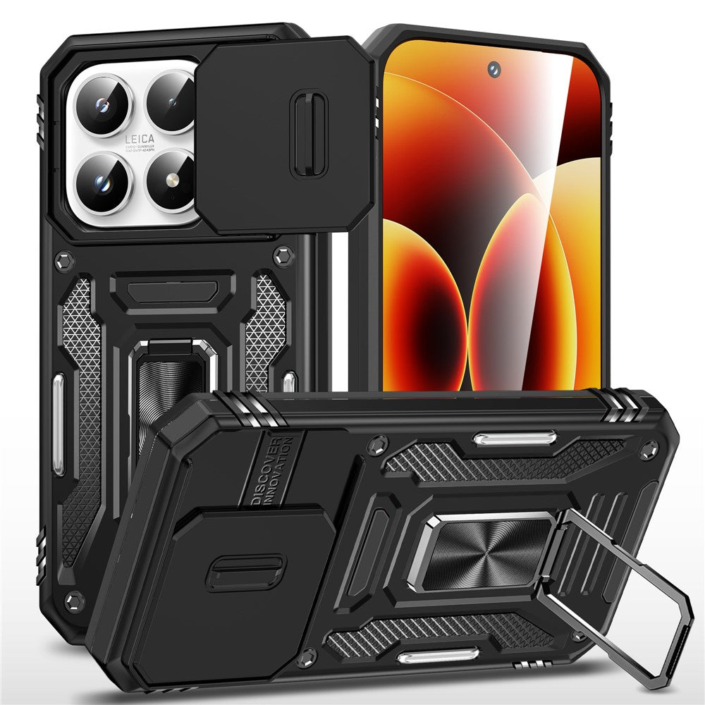 For Xiaomi 17 Case Kickstand Slide Lens Lid PC + TPU Drop-Proof Phone Cover