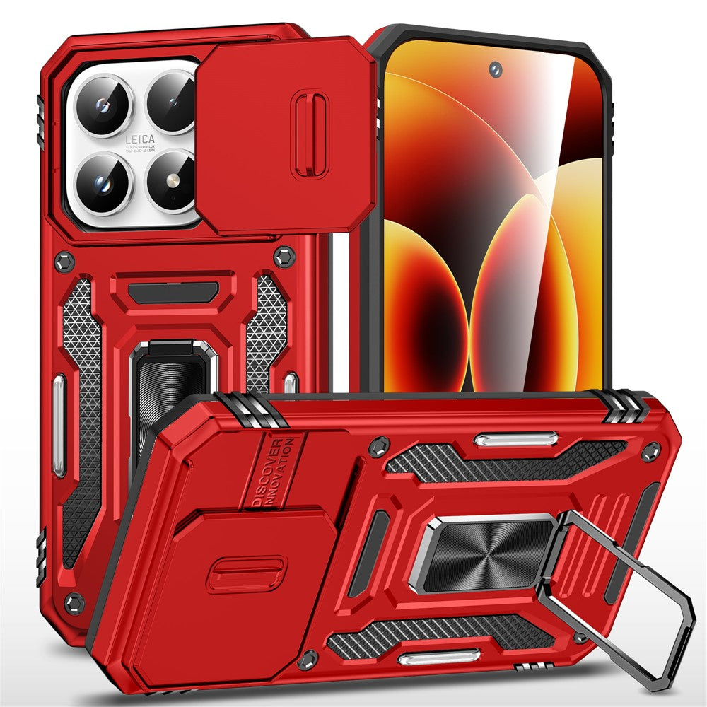 For Xiaomi 17 Case Kickstand Slide Lens Lid PC + TPU Drop-Proof Phone Cover