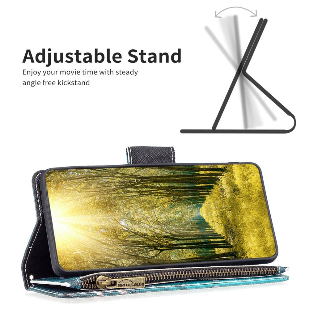 Til Samsung Galaxy A54 5G Lædercover med Rem, Mønstertryk, Lynlåspung og Standerfunktion
