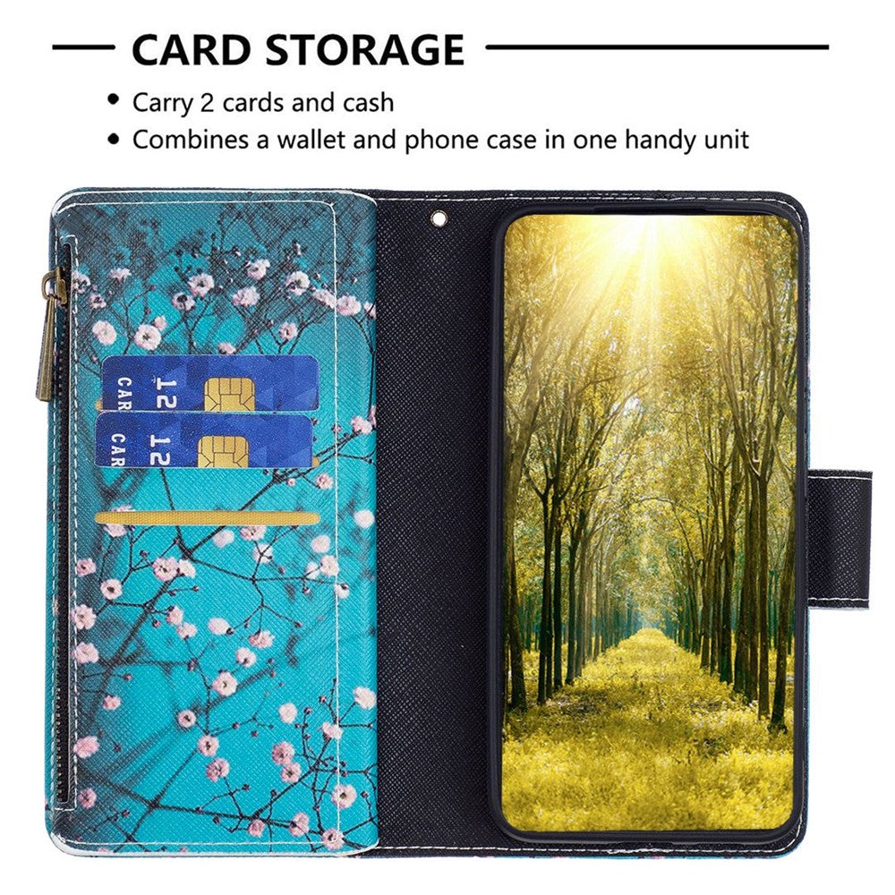 Til Samsung Galaxy A54 5G Lædercover med Rem, Mønstertryk, Lynlåspung og Standerfunktion