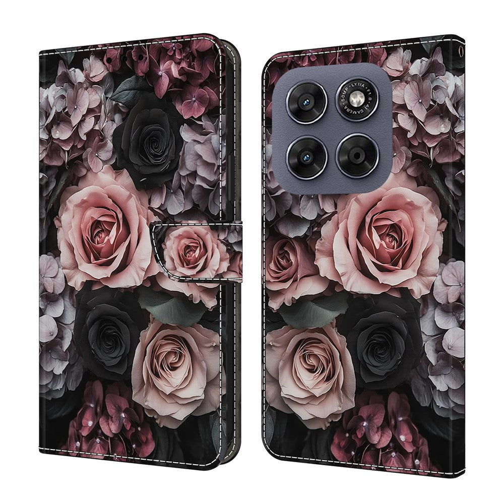 Leather Case For Motorola Moto G17 Power 4G / G17 4G / G15 4G / G15 Power 4G Pattern Printing Stand Flip Phone Cover