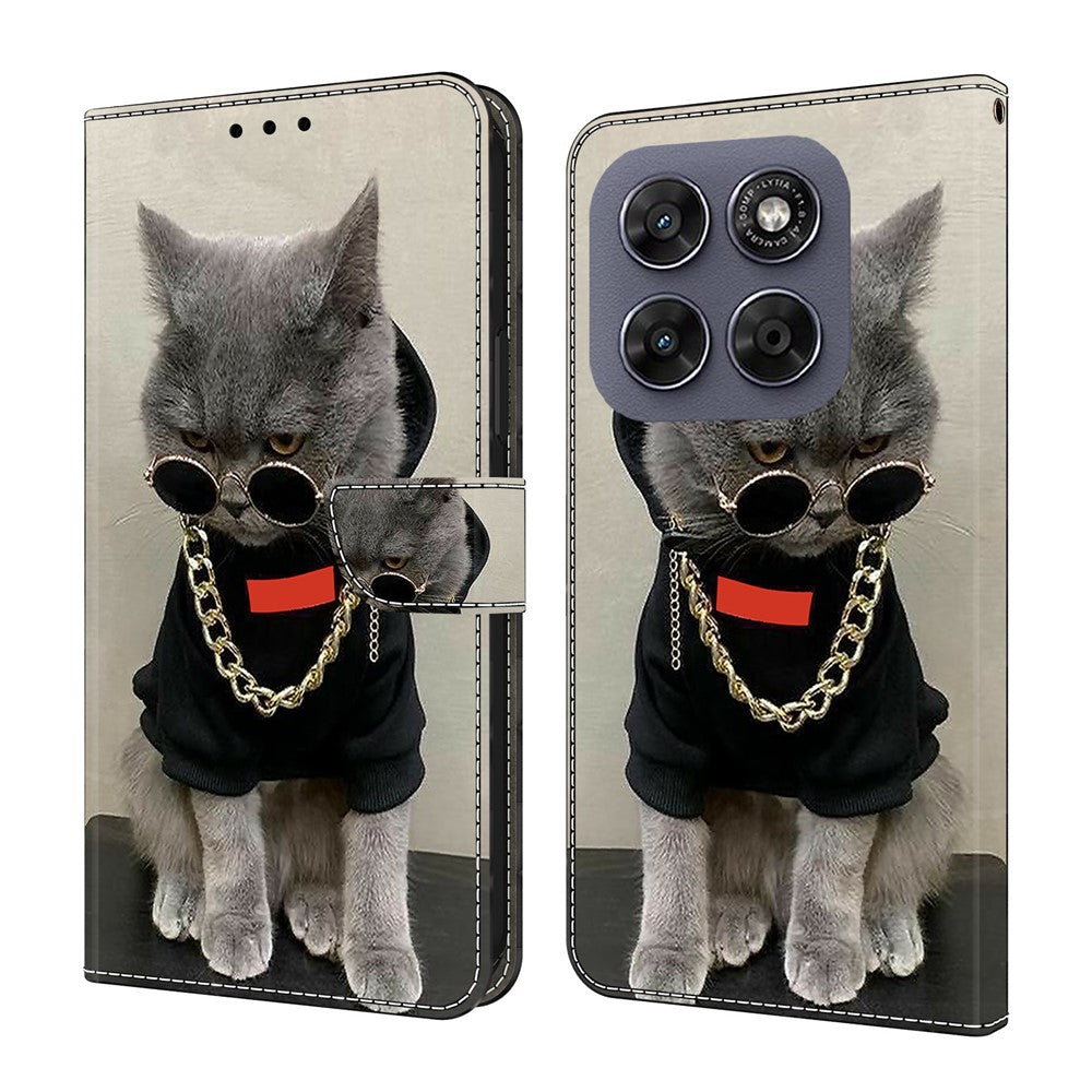 Leather Case For Motorola Moto G17 Power 4G / G17 4G / G15 4G / G15 Power 4G Pattern Printing Stand Flip Phone Cover