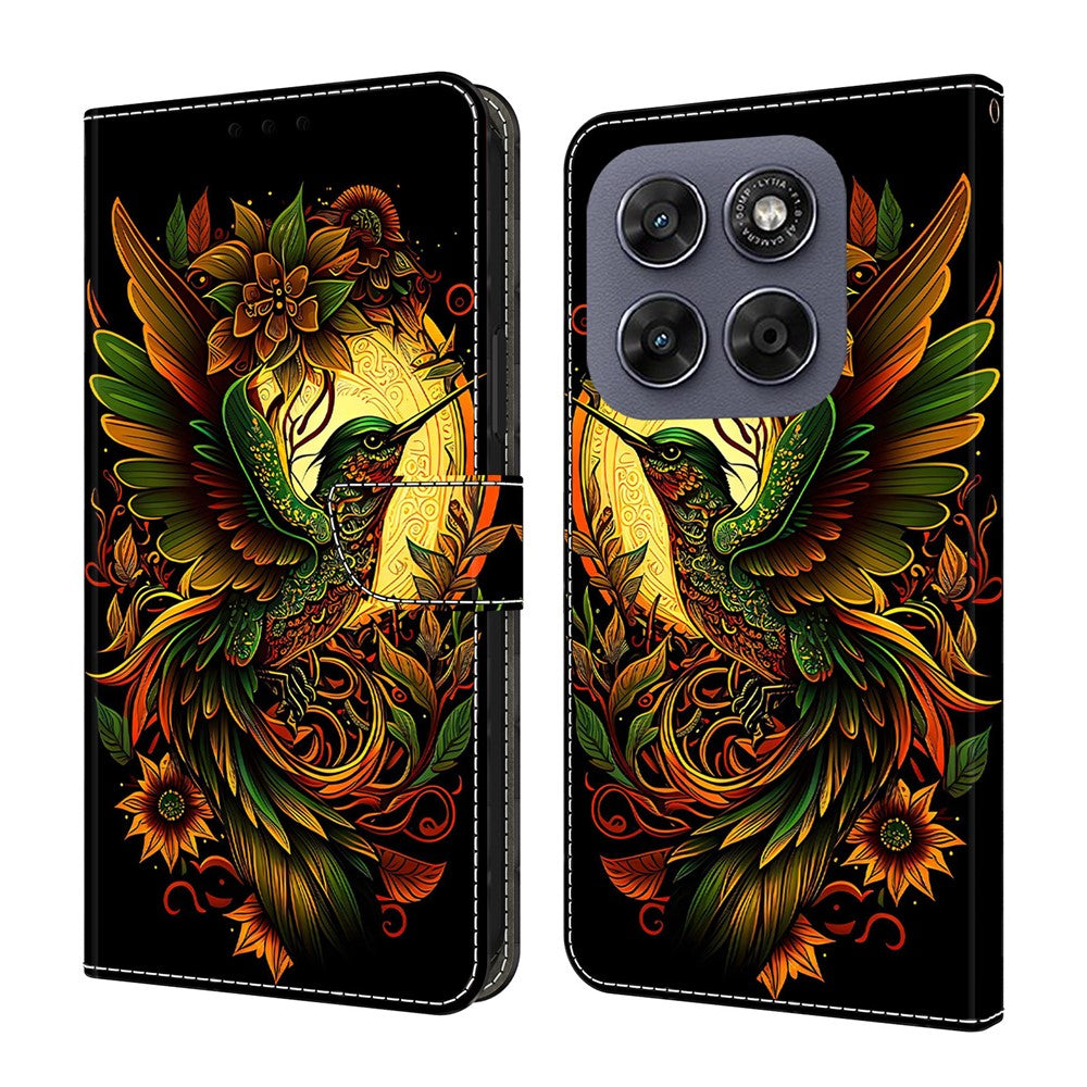 Leather Case For Motorola Moto G17 Power 4G / G17 4G / G15 4G / G15 Power 4G Pattern Printing Stand Flip Phone Cover
