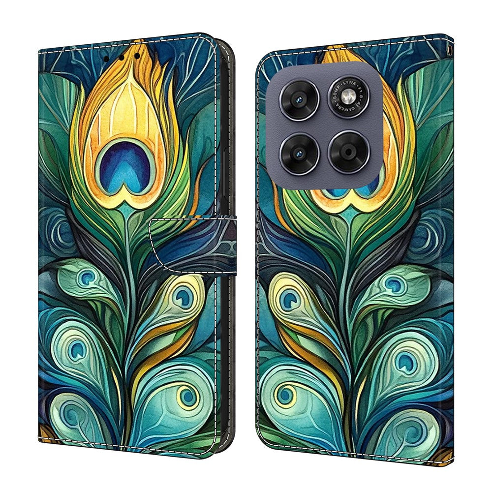 Leather Case For Motorola Moto G17 Power 4G / G17 4G / G15 4G / G15 Power 4G Pattern Printing Stand Flip Phone Cover