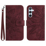 Samsung Galaxy A54 5G HT04 Präglat solrosfönster plånboksfodral med skin-touch-funktion, PU-läder, stativ, magnetiskt mobilfodral med handrem