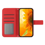 Samsung Galaxy A54 5G HT04 Präglat solrosfönster plånboksfodral med skin-touch-funktion, PU-läder, stativ, magnetiskt mobilfodral med handrem