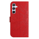 Samsung Galaxy A54 5G HT04 Präglat solrosfönster plånboksfodral med skin-touch-funktion, PU-läder, stativ, magnetiskt mobilfodral med handrem