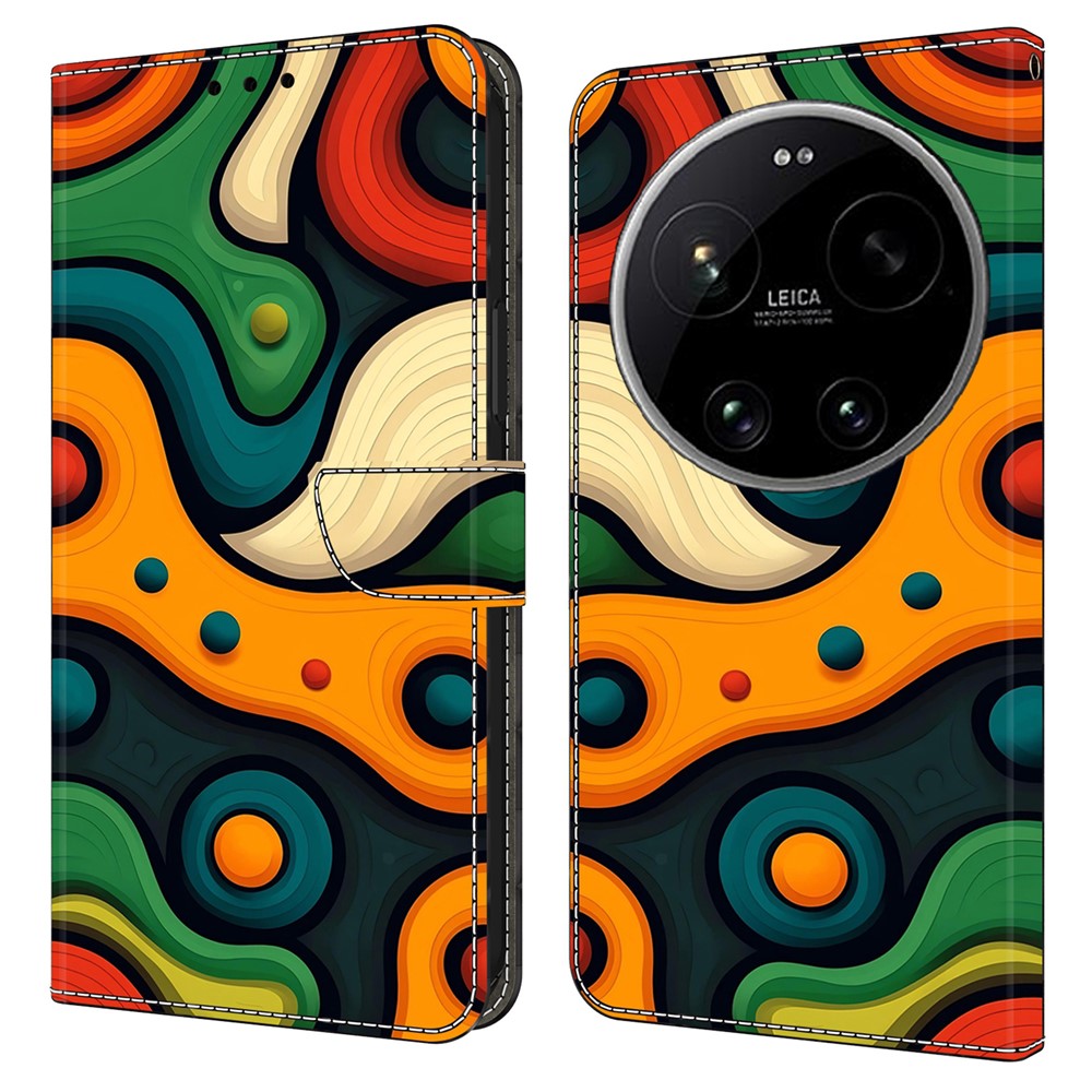 Wallet Case For Xiaomi 17 Ultra 5G Foldable Stand Pattern Printing PU Leather Flip Phone Cover