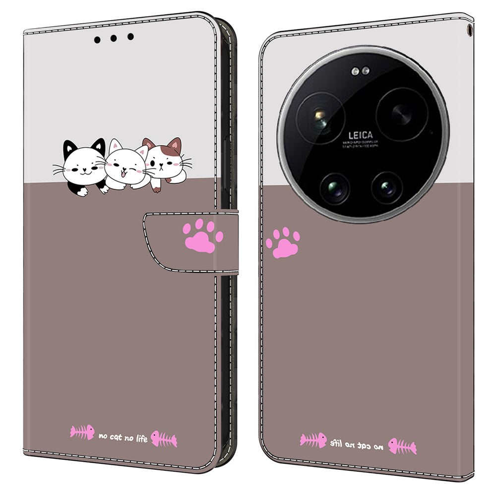 Wallet Case For Xiaomi 17 Ultra 5G Foldable Stand Pattern Printing PU Leather Flip Phone Cover