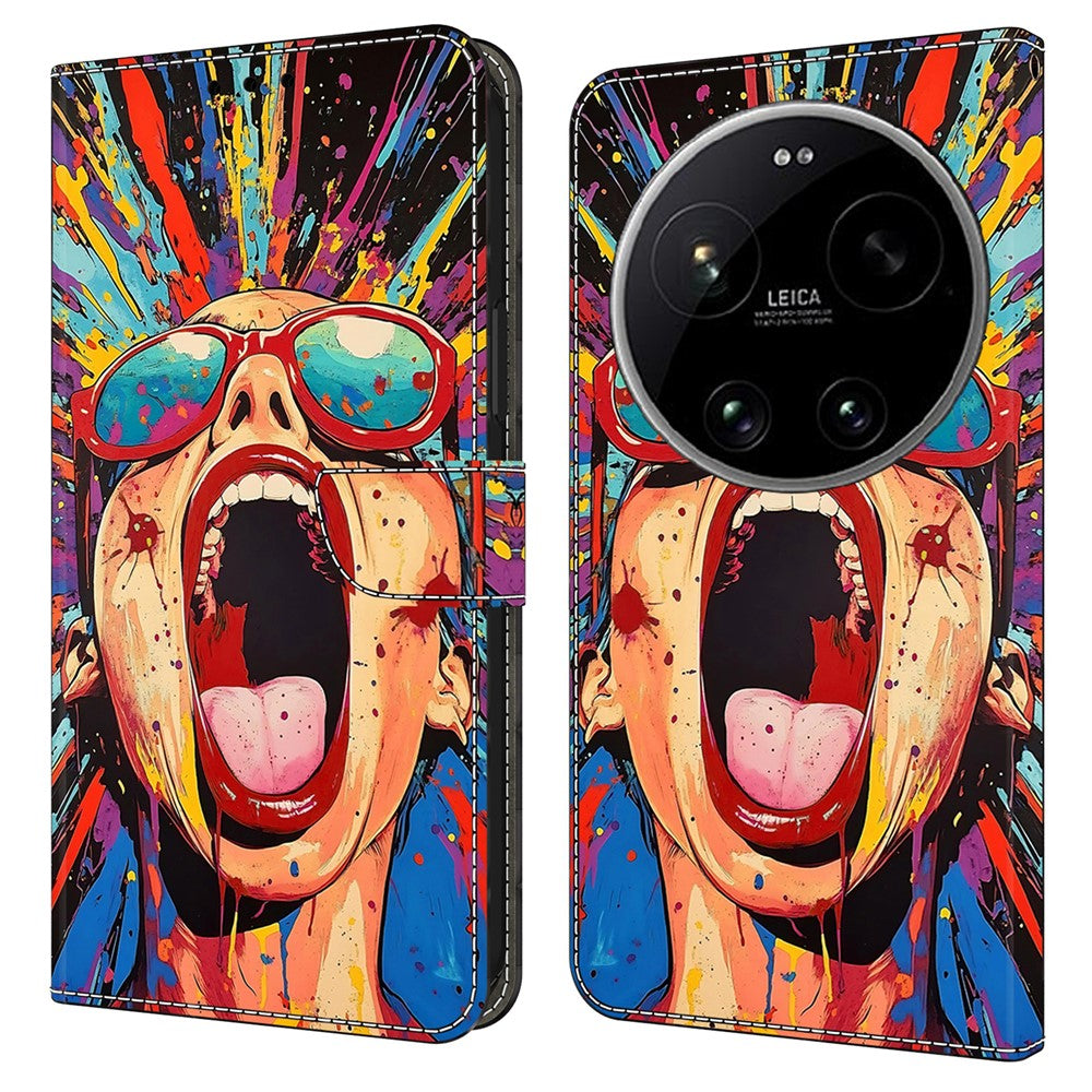 Wallet Case For Xiaomi 17 Ultra 5G Foldable Stand Pattern Printing PU Leather Flip Phone Cover