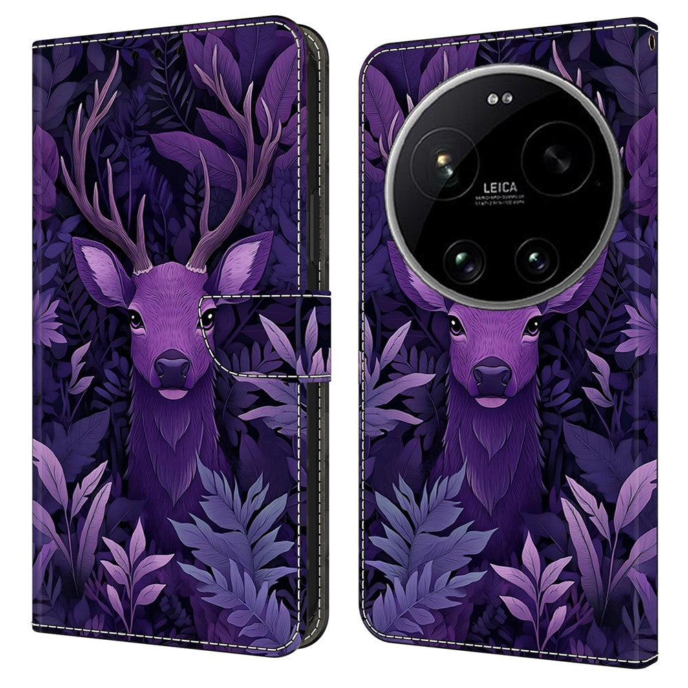 Wallet Case For Xiaomi 17 Ultra 5G Foldable Stand Pattern Printing PU Leather Flip Phone Cover