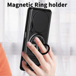 For Honor X9c Smart 5G  /  X60 5G Magnetic Case Ring Holder Foldable Kickstand TPU PC Phone Cover with Camera Lens Slider