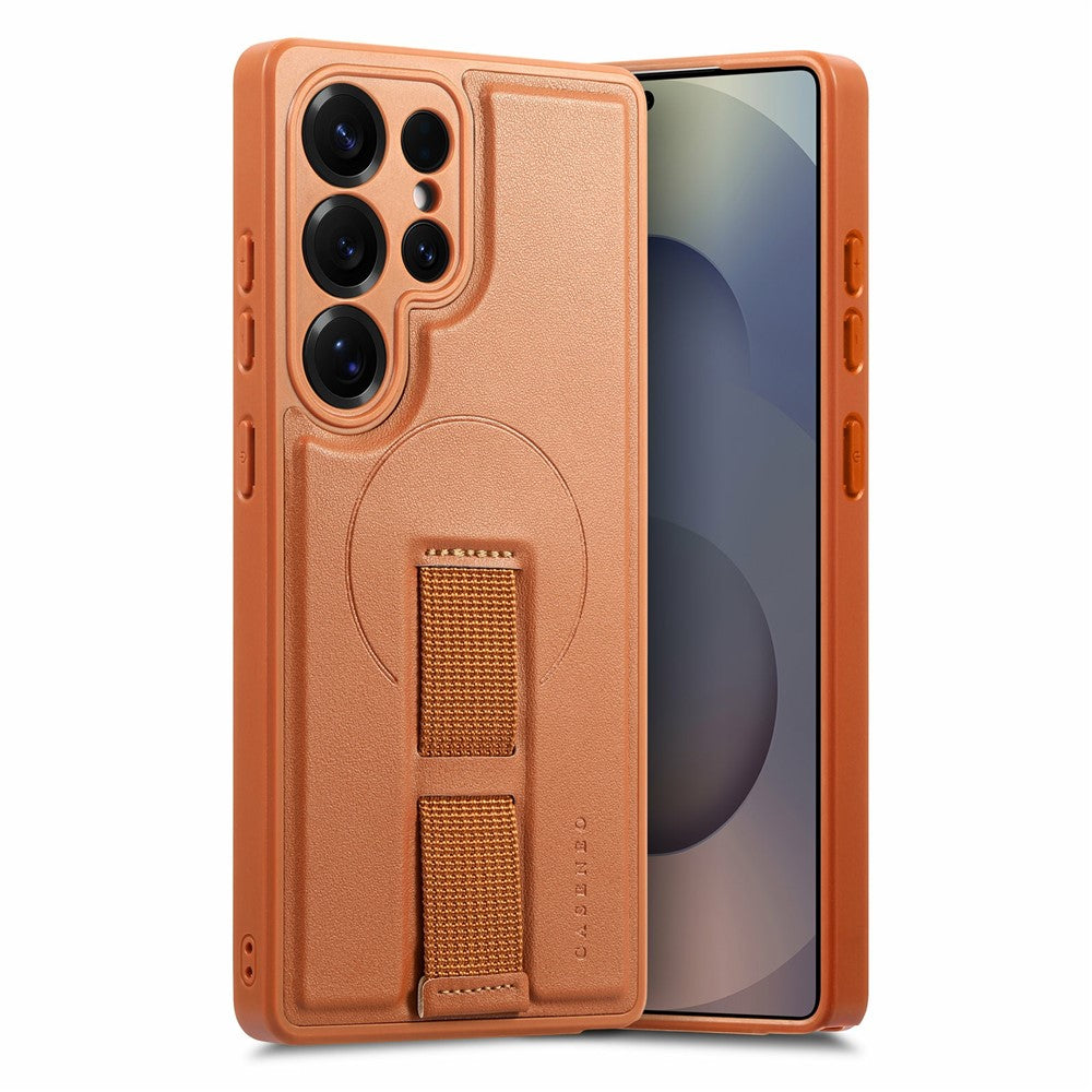 CASENEO For Samsung Galaxy S26 Ultra Magnetic Case Wristband PU Leather + PC Shockproof Phone Cover