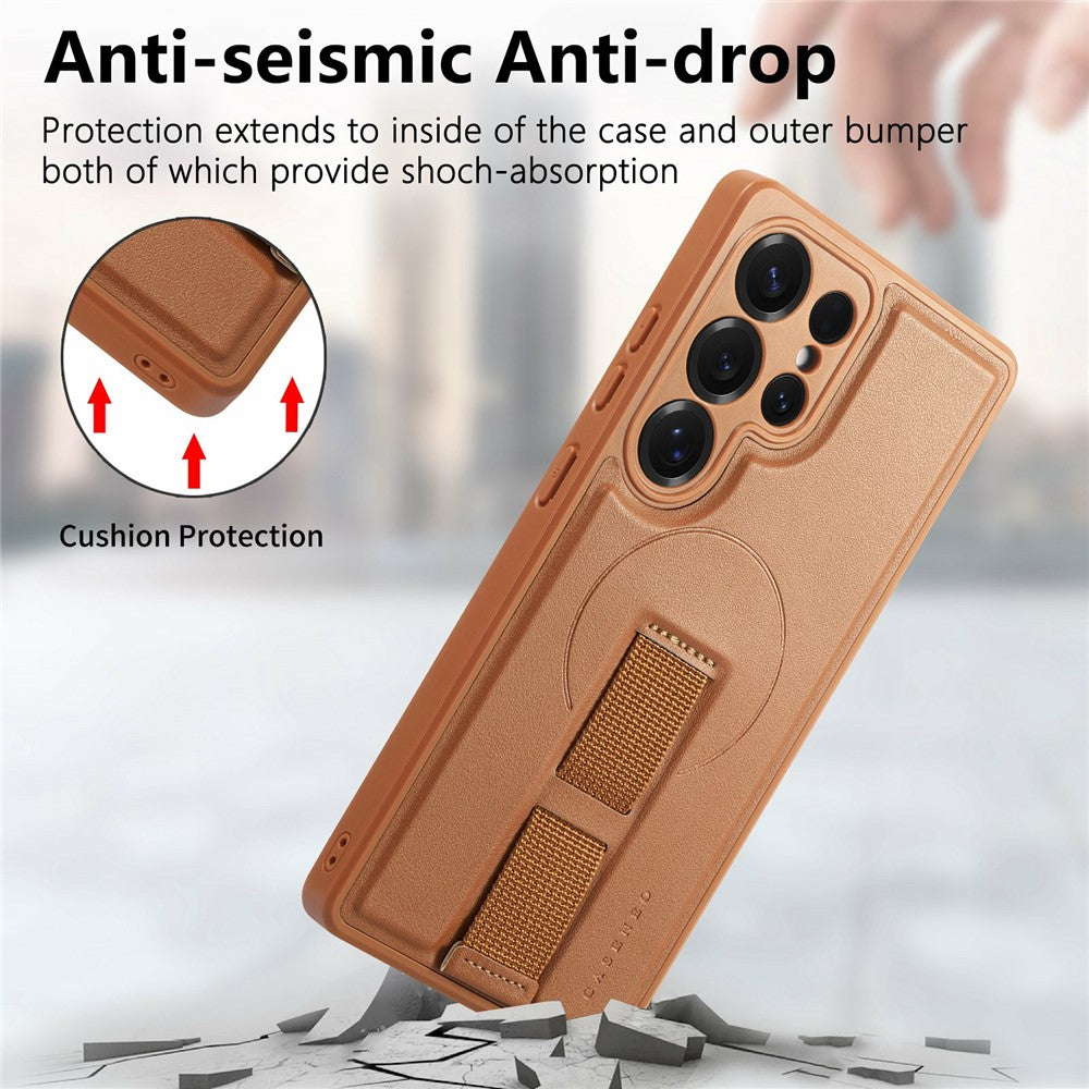 CASENEO For Samsung Galaxy S26 Ultra Magnetic Case Wristband PU Leather + PC Shockproof Phone Cover