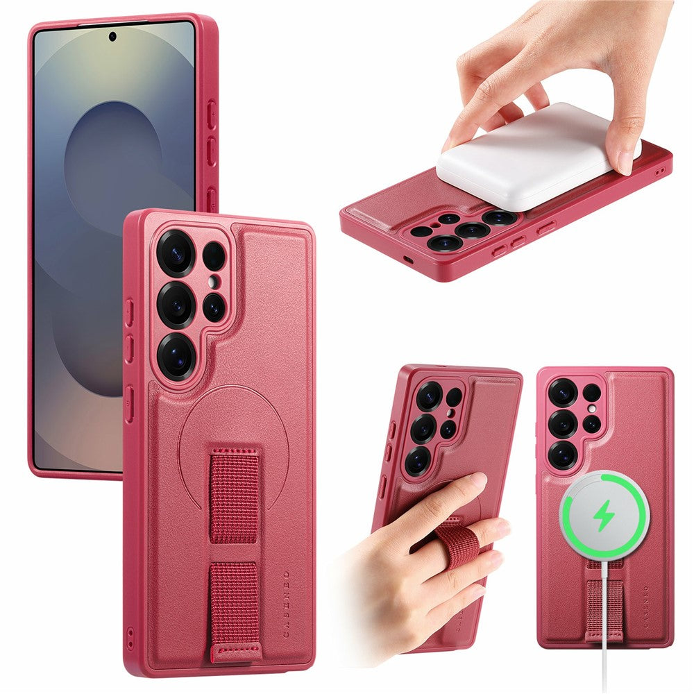 CASENEO For Samsung Galaxy S26 Ultra Magnetic Case Wristband PU Leather + PC Shockproof Phone Cover
