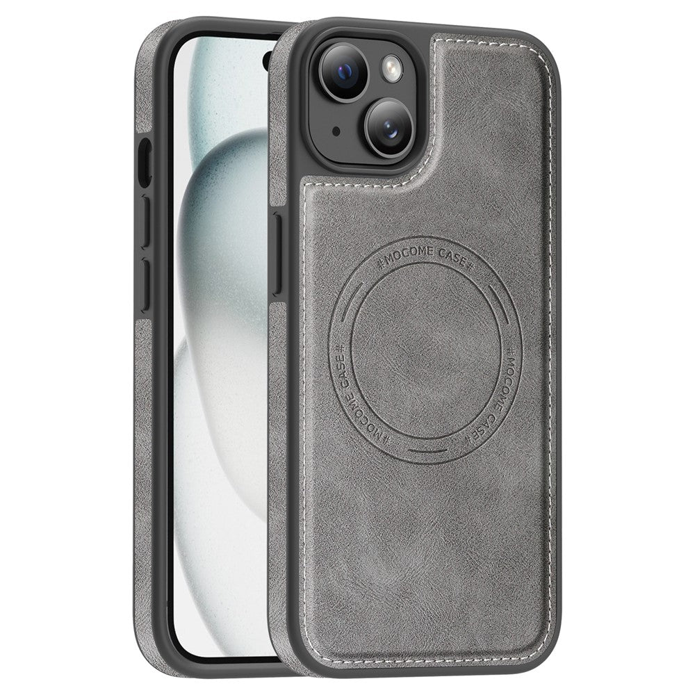 Til iPhone 15 Plus Cover kompatibelt med MagSafe bagside i læder