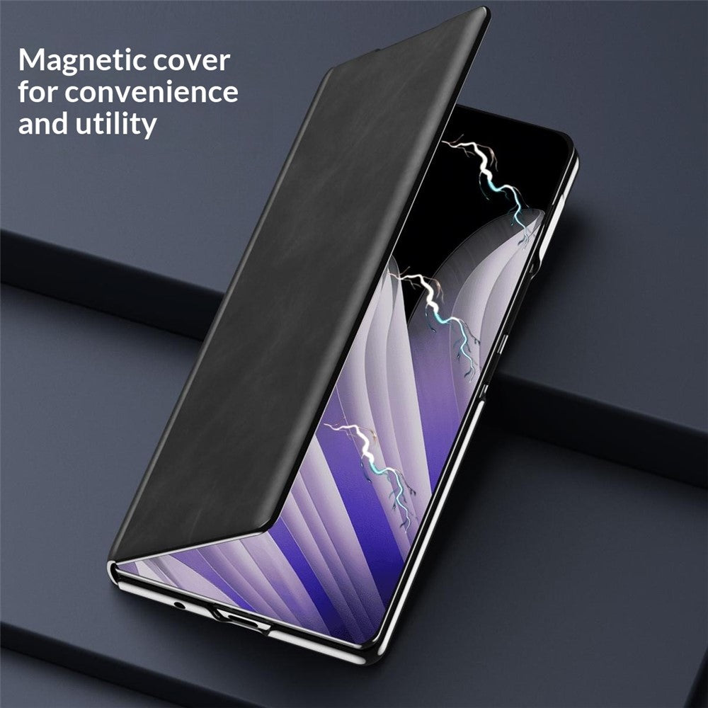 For Oppo Find N6 5G Case Drop Proof Stand Nappa Texture PU Leather + PC Phone Cover