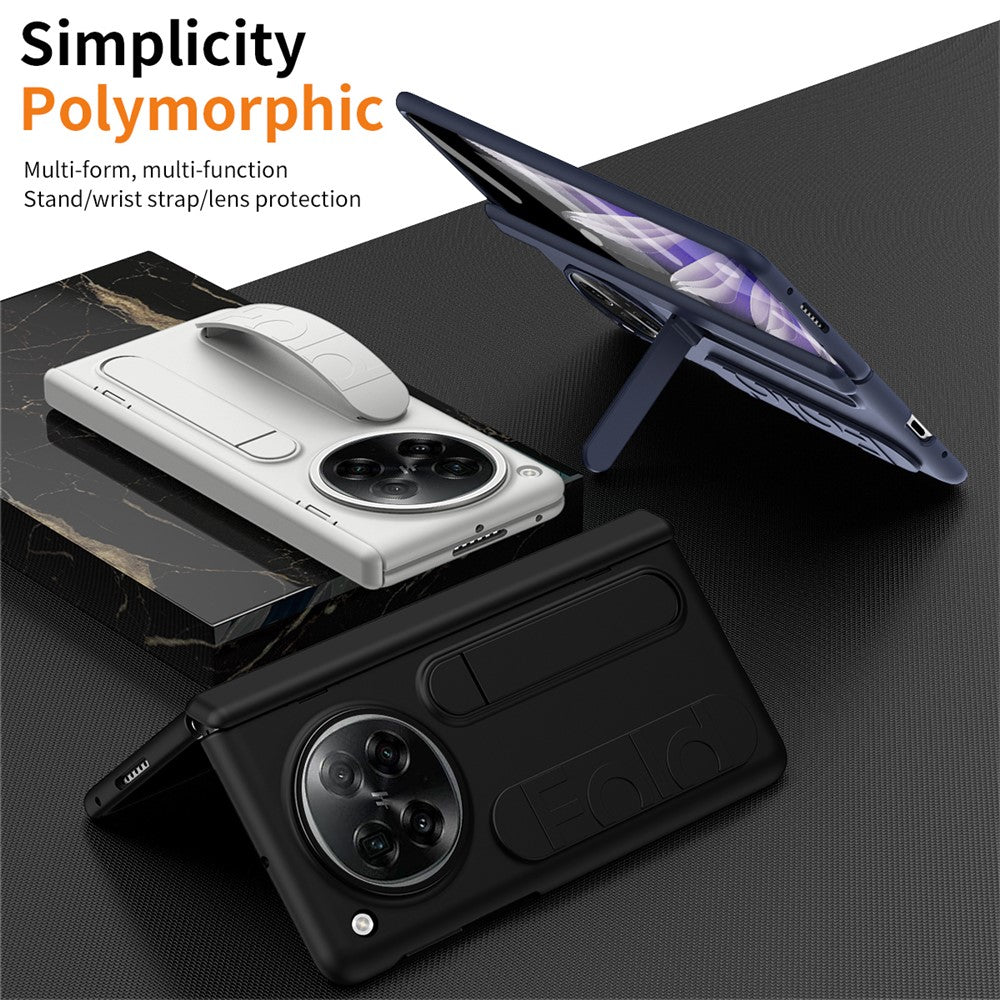 Oppo Find N6 5G-etui med stativ og armbånd, PC-mobilbeskyttelse med hærdet glasfilm