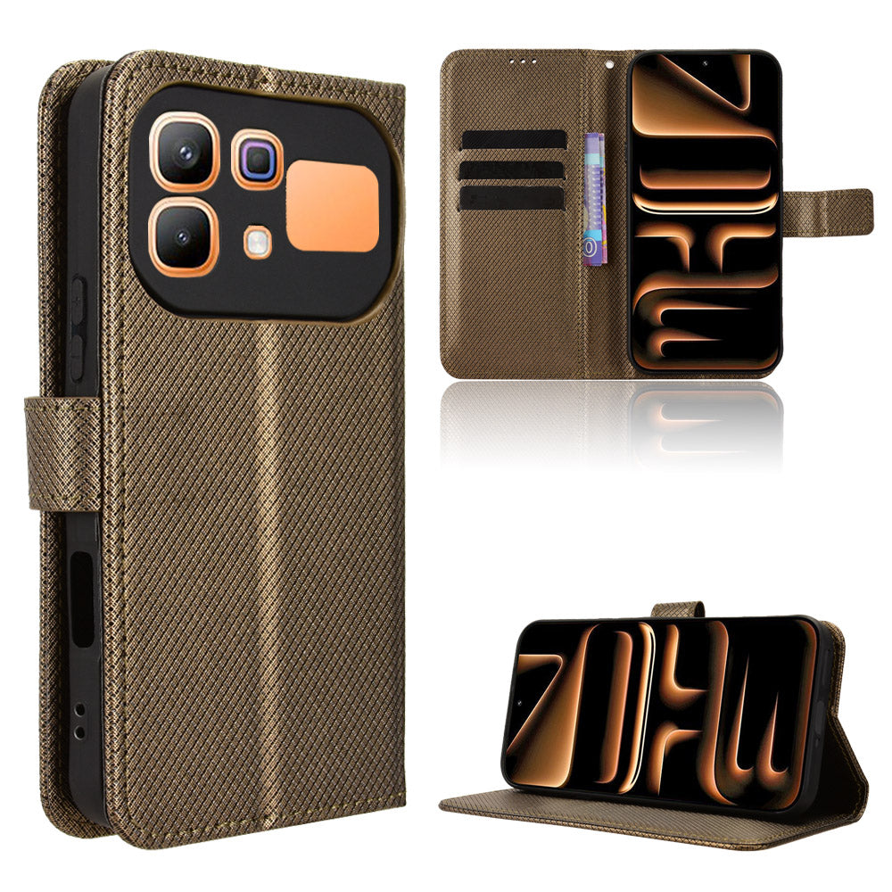 Til Infinix Note 60 Pro 5G / Infinix Note 60 5G Læderpung-etui med Rem Diamantmønstret Telefoncover