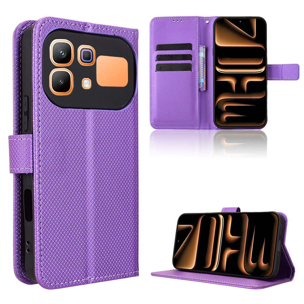 Til Infinix Note 60 Pro 5G / Infinix Note 60 5G Læderpung-etui med Rem Diamantmønstret Telefoncover