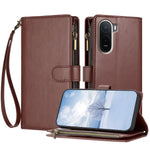 For Xiaomi Redmi A7 Pro 4G (171.56mm) / Poco C85x 5G Leather Case Zipper Wallet Stand Shockproof Phone Cover with Wrist Strap