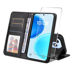 ENKAY HAT PRINCE For Honor X8d 4G PU Læderpung Etui Telefonholder Cover med 9H Hærdet Glas
