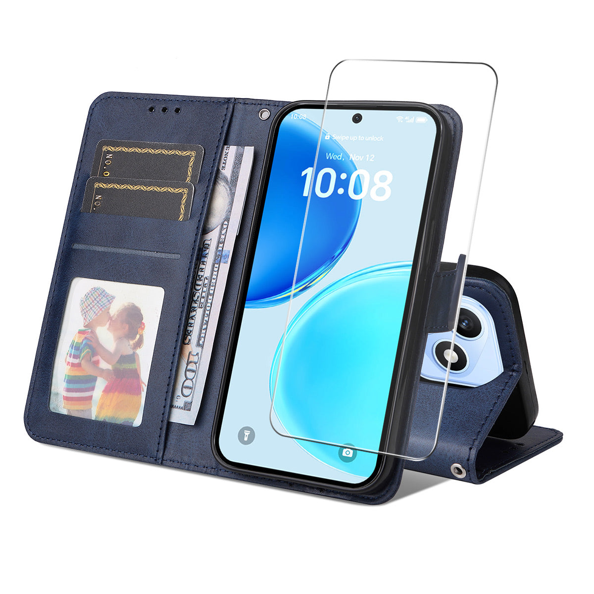 ENKAY HAT PRINCE For Honor X8d 4G PU Læderpung Etui Telefonholder Cover med 9H Hærdet Glas