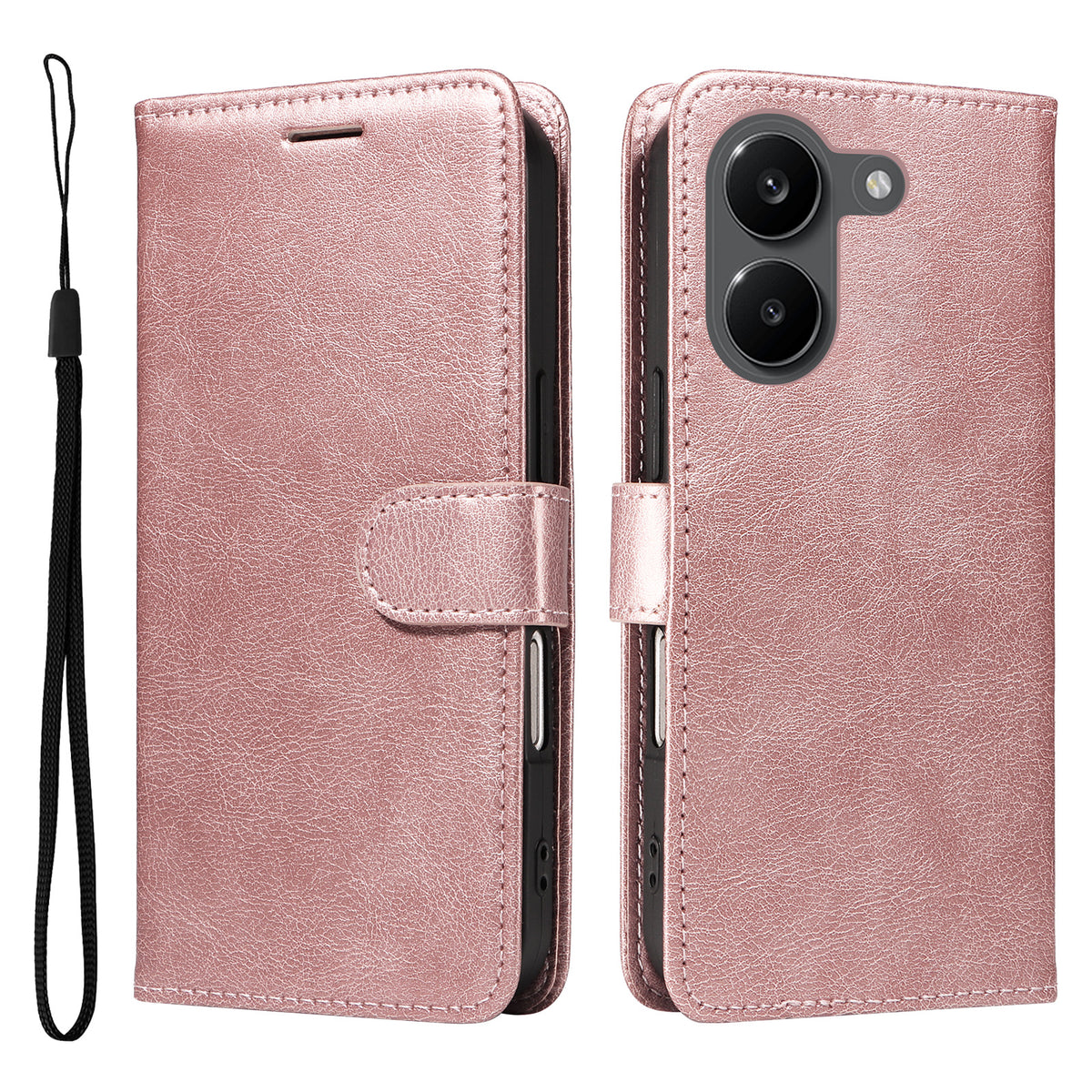 For Xiaomi Poco X8 Pro 5G / Xiaomi Redmi Turbo 5 5G Leather Wallet Case with Strap Solid Color Phone Stand Cover