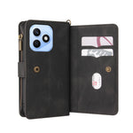 For Honor X8d 4G Zipper Wallet Case with 15 Card Slots and Strap Leather Phone Cover