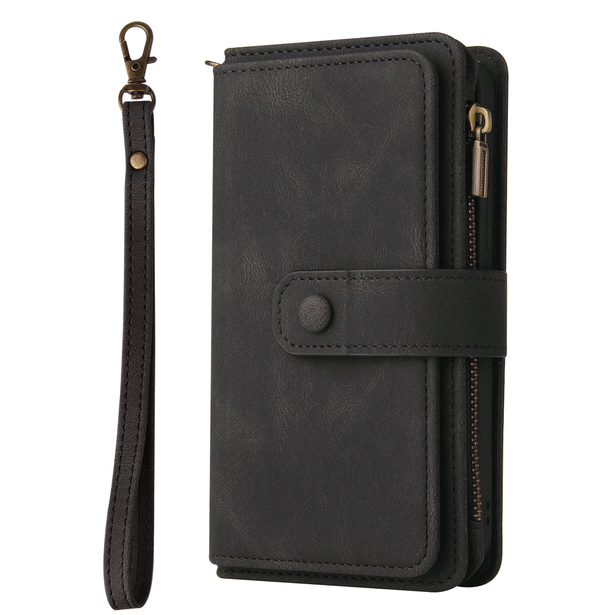 For Honor X8d 4G Zipper Wallet Case with 15 Card Slots and Strap Leather Phone Cover