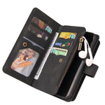For Honor X8d 4G Zipper Wallet Case with 15 Card Slots and Strap Leather Phone Cover