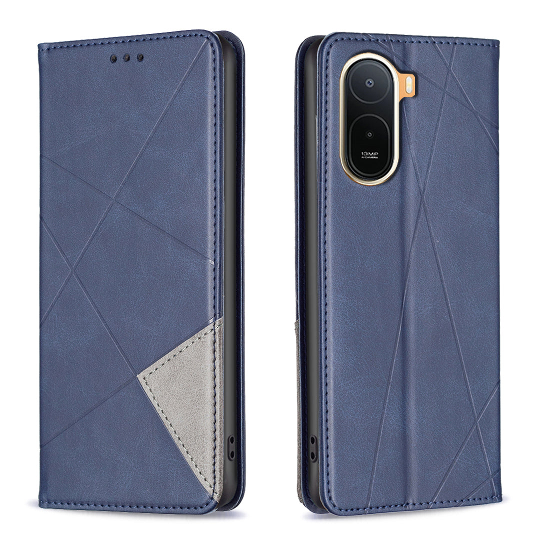 For Xiaomi Poco C85x 5G / Redmi A7 Pro 4G (171.56mm) Case Card Slots Geometry Imprint Leather Phone Cover