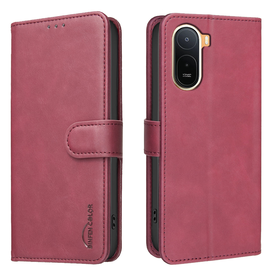 BINFEN COLOR For Xiaomi Poco C85x 5G / Redmi A7 Pro 4G (171.56mm) BF37 Case RFID Blocking Wallet Stand Leather Phone Cover
