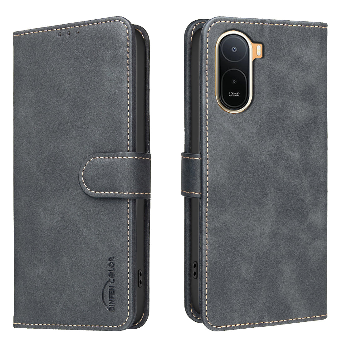 BINFEN COLOR For Xiaomi Poco C85x 5G / Redmi A7 Pro 4G (171.56mm) BF37 Case RFID Blocking Wallet Stand Leather Phone Cover