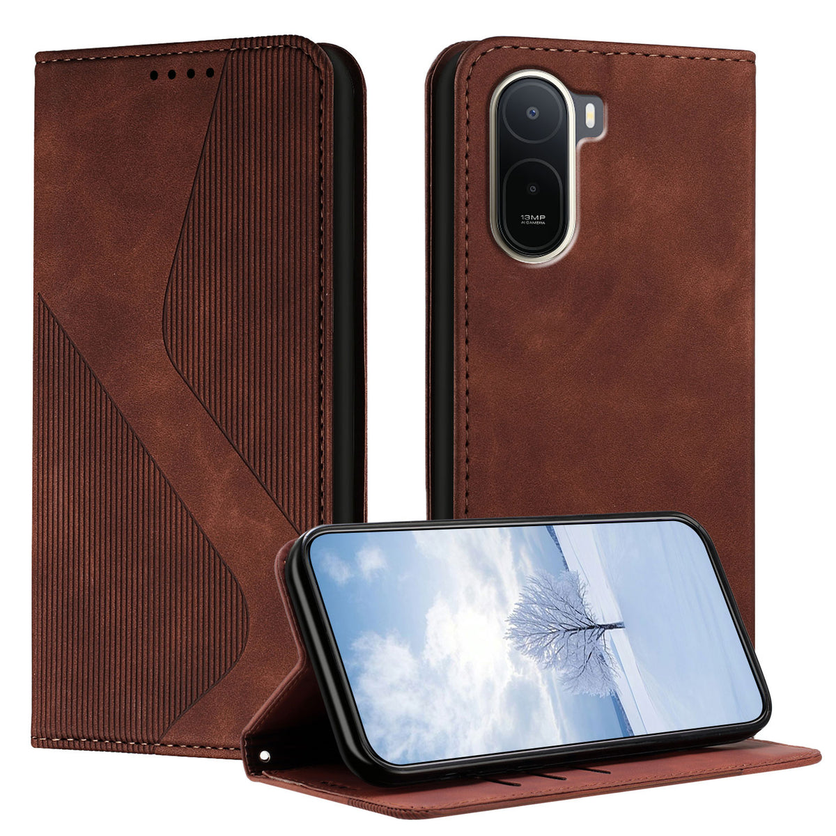 For Xiaomi Redmi A7 Pro 4G (171.56mm) / Poco C85x 5G Phone Cover Skin-touch Feel Leather Wallet Case with Stand
