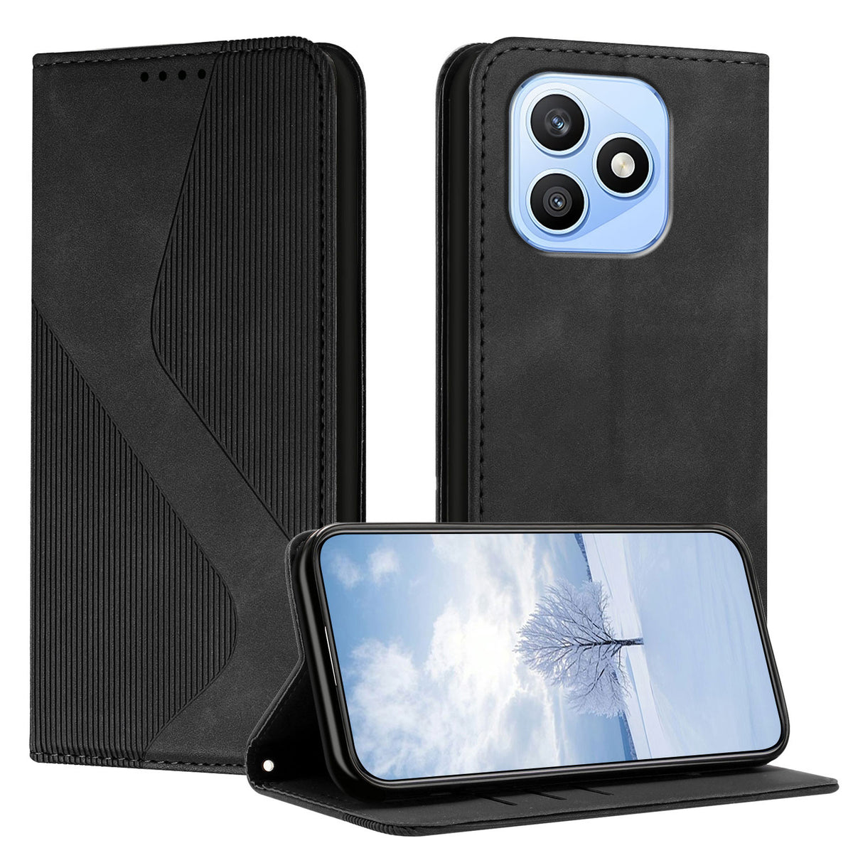 For Honor X8d 4G Phone Cover Skin-touch Feel Leather Wallet Case with Stand