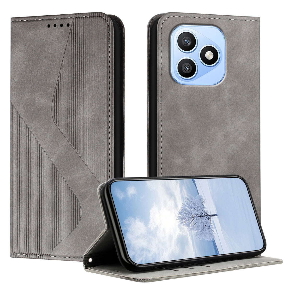 For Honor X8d 4G Phone Cover Skin-touch Feel Leather Wallet Case with Stand