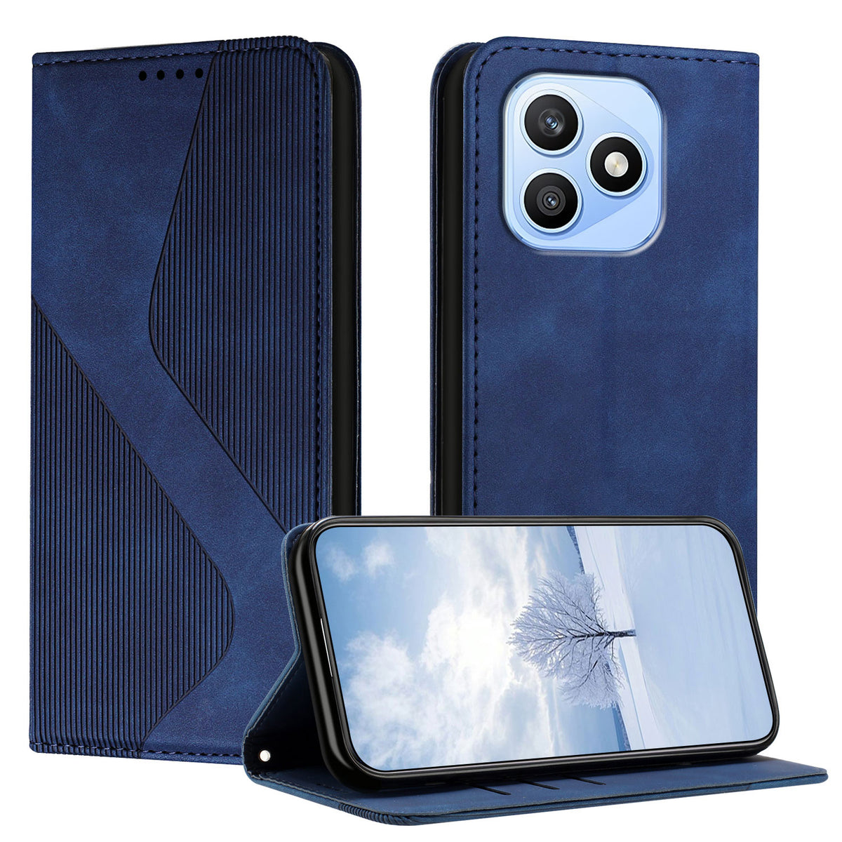 For Honor X8d 4G Phone Cover Skin-touch Feel Leather Wallet Case with Stand
